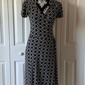 Snap Women's M Geometric Print Faux-Wrap Long Dress‎ Multicolor